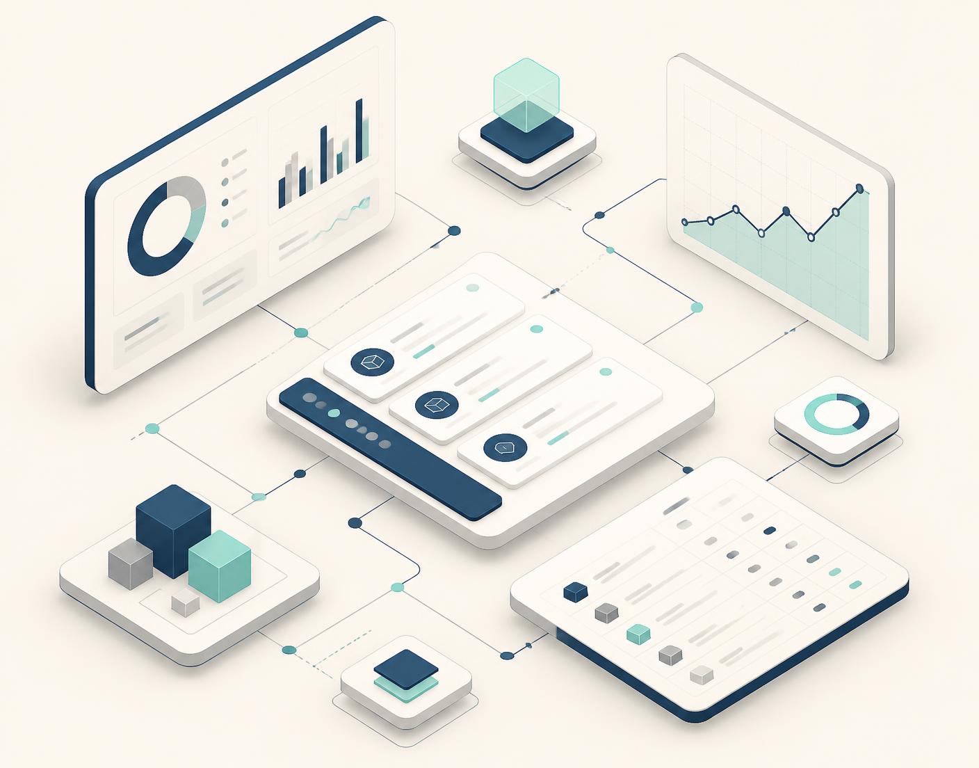 Connected business systems: dashboards, order records and operational reporting